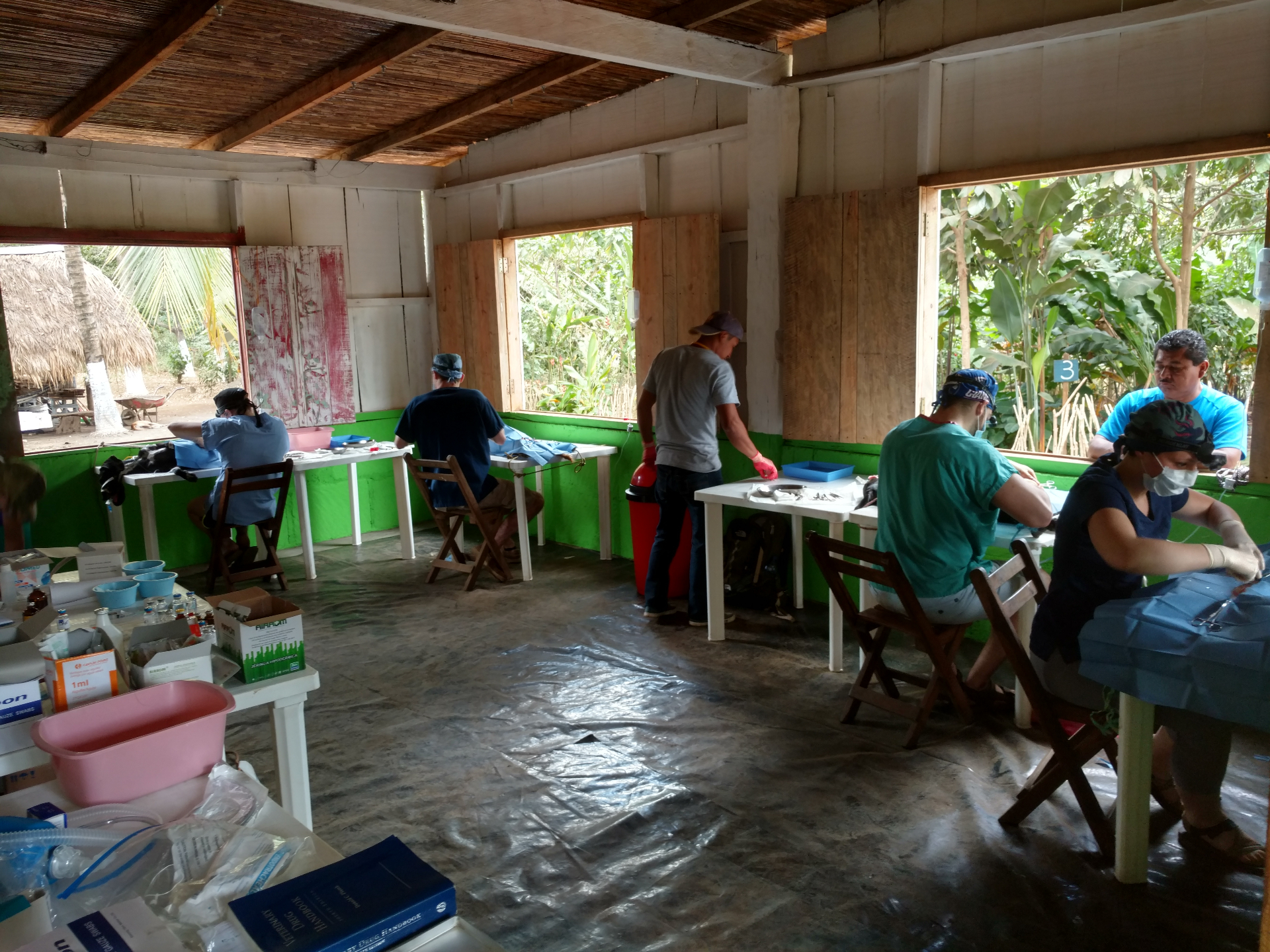 FARVets team members working at a community clinic station in Nicaragua